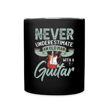 Never Underestimate An Old Man With A Guitar - Full Colour Mug - black - Front