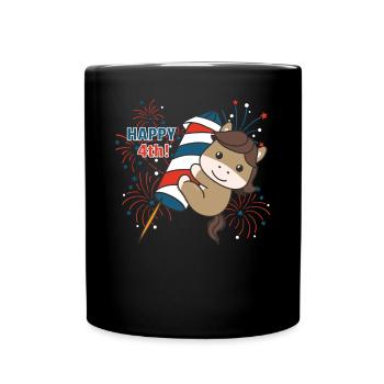 Horse for the Fourth of July Fireworks Rocket - Full Colour Mug - black - Front