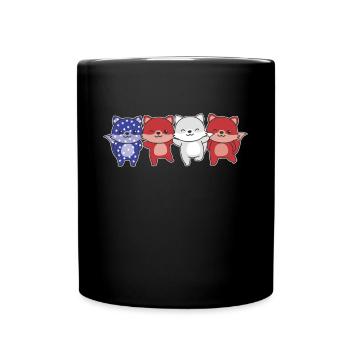 Fuchs für den vierten Juli USA Flagge Füchse - Tasse einfarbig - Schwarz - Vorne