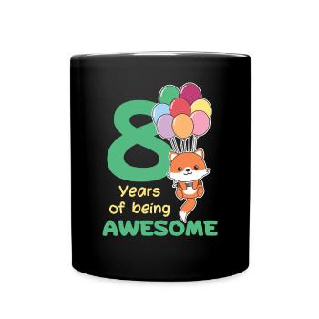 Fuchs zum 8. Geburtstag Kinder acht Jahre alt - Tasse einfarbig - Schwarz - Vorne