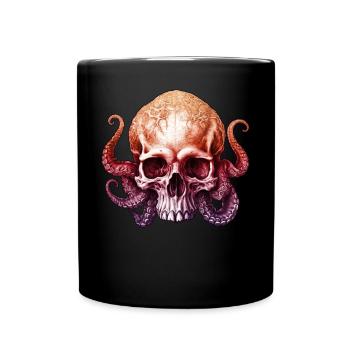 Octopus Skull Enigmatic Depths Gradient Tentacles - Full Colour Mug - black - Front