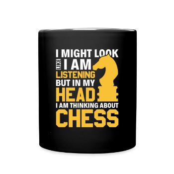 Just think of chess - Knight Chess Piece Knight - Full Colour Mug - black - Front