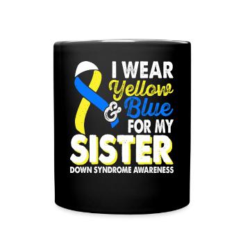 Portez du jaune bleu pour le syndrome de Down - Mug uni - noir - Devant