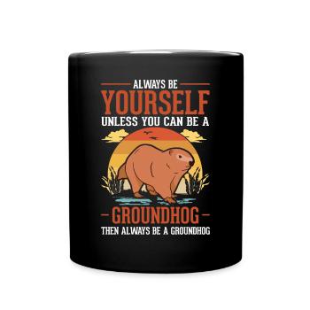 Murmeltier Groundhog Marmot Waldmurmeltier - Tasse einfarbig - Schwarz - Vorne