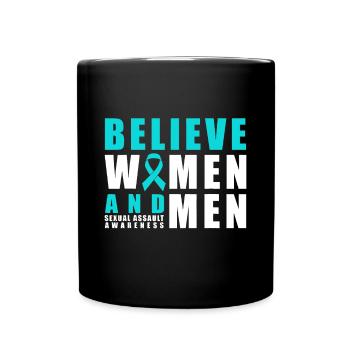 Belive Women & Men Sexual Assault Awareness Ribbon - Full Colour Mug - black - Front