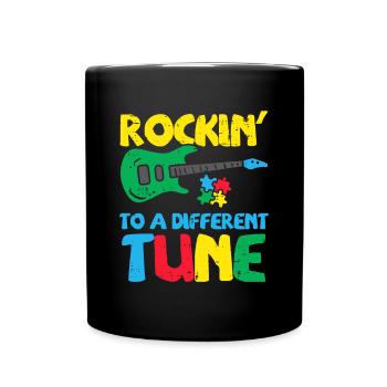 Rockin To Different Tune Guitar Autism Awareness M - Mug uni - noir - Devant