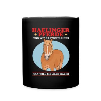 Haflinger Pferd Haffi Pferdebesitzer Geschenk - Tasse einfarbig - Schwarz - Vorne
