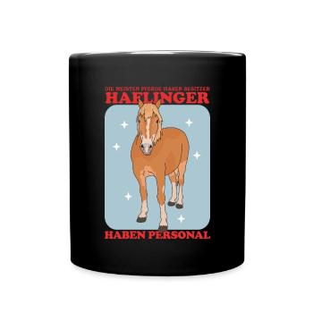 Haflinger Pferde | Haffi Pferdebesitzer Geschenk - Tasse einfarbig - Schwarz - Vorne
