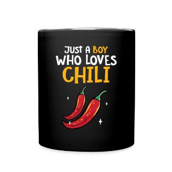 Red Pepper Hot Spicy Food Men Just A Boy Who Loves - Full Colour Mug - black - Front