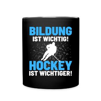 HOCKEY IST WICHTIGER! Eishockey Hockey - Tasse einfarbig - Schwarz - Vorne