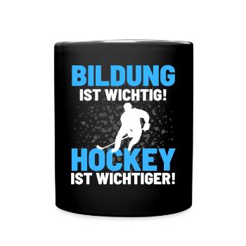 HOCKEY IST WICHTIGER! Eishockey Hockey - Tasse einfarbig - Schwarz - Vorne