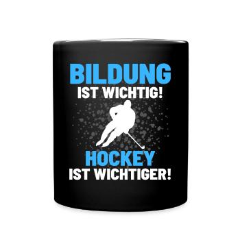 HOCKEY IST WICHTIGER! Eishockey Hockey - Tasse einfarbig - Schwarz - Vorne