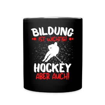 HOCKEY IST WICHTIGER! Eishockey Hockey - Tasse einfarbig - Schwarz - Vorne