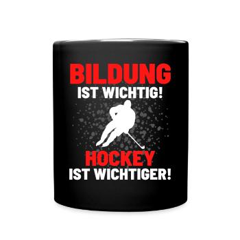 HOCKEY IST WICHTIGER! Eishockey Hockey - Tasse einfarbig - Schwarz - Vorne