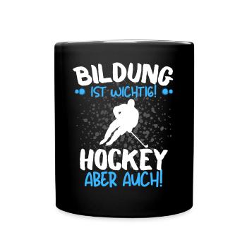 HOCKEY IST WICHTIGER! Eishockey Hockey - Tasse einfarbig - Schwarz - Vorne