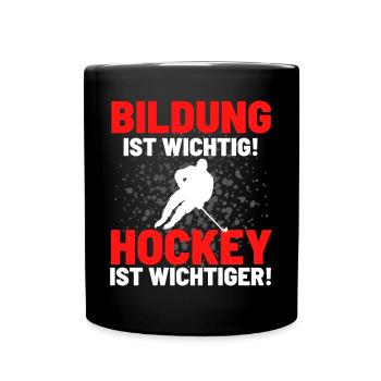 HOCKEY IST WICHTIGER! Eishockey Hockey - Tasse einfarbig - Schwarz - Vorne