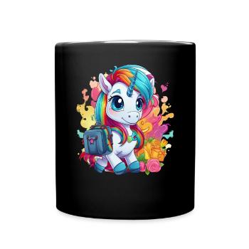 Unicorn Schoolchild School Enrollment Girl Gift - Full Colour Mug - black - Front