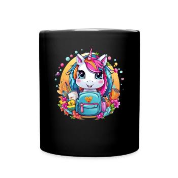 Unicorn Schoolchild School Enrollment Girl Gift - Full Colour Mug - black - Front