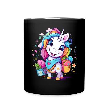 Unicorn Schoolchild School Enrollment Girl Gift - Full Colour Mug - black - Front