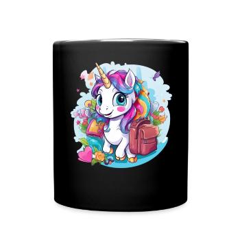 Unicorn Schoolchild School Enrollment Girl Gift - Full Colour Mug - black - Front