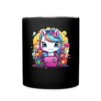 Unicorn Schoolchild School Enrollment Girl Gift - Full Colour Mug - black - Front