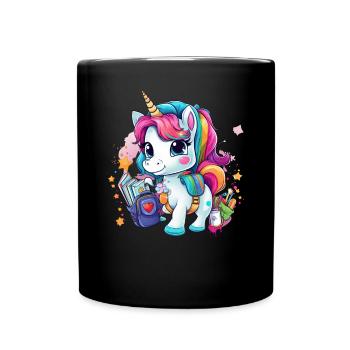 Unicorn Schoolchild School Enrollment Girl Gift - Full Colour Mug - black - Front