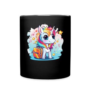 Unicorn Schoolchild School Enrollment Girl Gift - Full Colour Mug - black - Front
