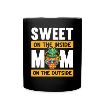 Pineapple Mom Hello Summer Motherhood Mothers Day - Full Colour Mug - black - Front