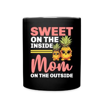 Pineapple Mom Hello Summer Motherhood Mothers Day - Full Colour Mug - black - Front