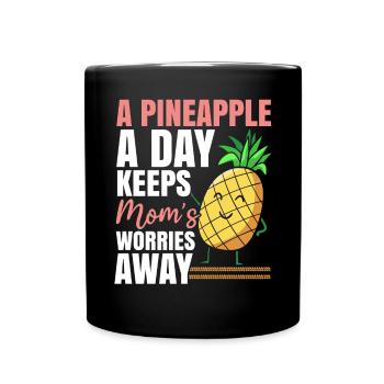 Pineapple Mom Hello Summer Motherhood Mothers Day - Full Colour Mug - black - Front