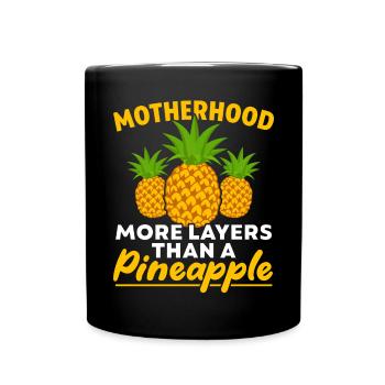 Pineapple Mom Hello Summer Motherhood Mothers Day - Full Colour Mug - black - Front