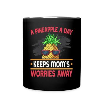 Pineapple Mom Hello Summer Motherhood Mothers Day - Full Colour Mug - black - Front