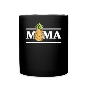 Ananas Mama Hallo Sommer Mutterschaft Muttertag - Tasse einfarbig - Schwarz - Vorne