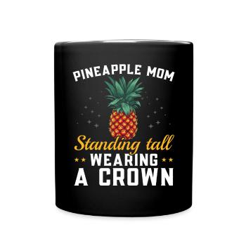 Pineapple Mom Hello Summer Motherhood Mothers Day - Full Colour Mug - black - Front