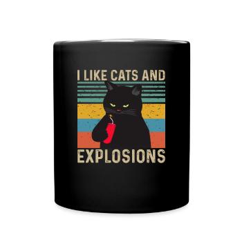 I like Cats and Explosions - Full Colour Mug - black - Front