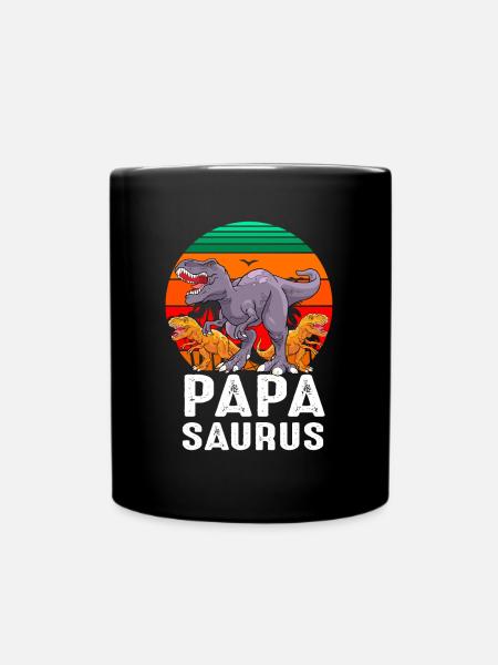Papasaurus Dinosaur Dad - Tasse einfarbig - Schwarz