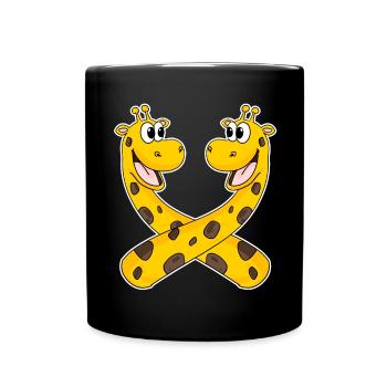 Giraffen Giraffe - Tasse einfarbig - Schwarz - Vorne