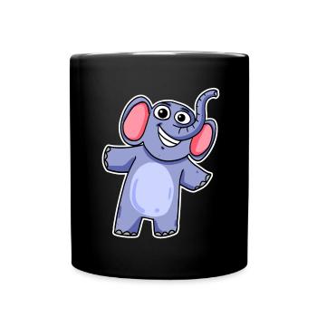 Niedlicher Kleiner Elefant - Tasse einfarbig - Schwarz - Vorne