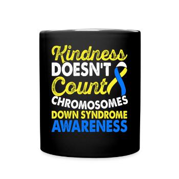 Chromosomal Down Syndrome Awareness Month Yellow - Full Colour Mug - black - Front