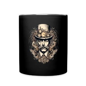 Steampunk Gentleman mit Uhren - Tasse einfarbig - Schwarz - Vorne