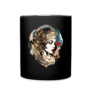 Aesthetic Woman with Technology Motif - Full Colour Mug - black - Front