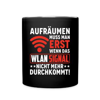 Wlan Wlan Signal Internet Wlan Sprüche - Tasse einfarbig - Schwarz - Vorne