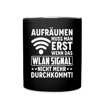 Wlan Wlan Signal Internet Wlan Sprüche - Tasse einfarbig - Schwarz - Vorne