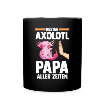 Vater Papa Axolotl - Tasse einfarbig - Schwarz - Vorne