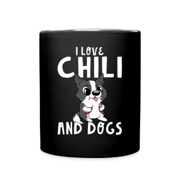 Spicy Food Pepper Funny Cute I Love Chili And Dogs - Tasse einfarbig - Schwarz - Vorne