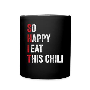 Drôle si heureux que je mange ce peps épicé chaud et mignon - Mug uni - noir - Devant
