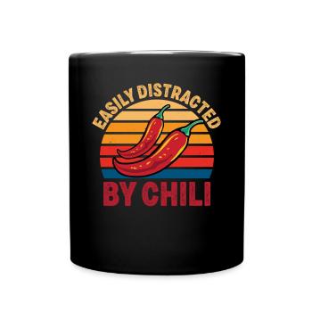 Rétro facilement distrait par Chili Vintage Hot Spicy - Mug uni - noir - Devant