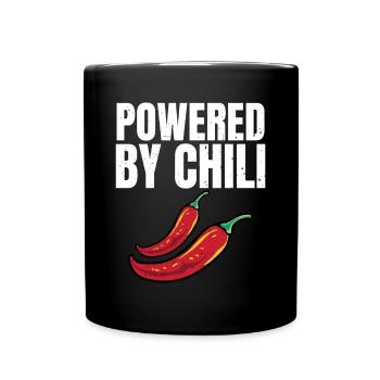Powered By Chili Hot Spicy Lover Cute Funny Red Pe - Full Colour Mug - black - Front