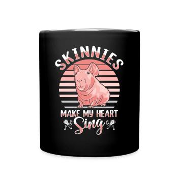 Haarloses Meerschweinchen Dünnes Schweinchen - Tasse einfarbig - Schwarz - Vorne