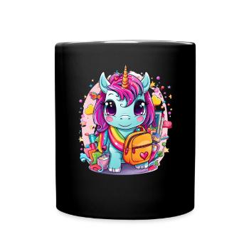 Unicorn Schoolchild School Enrollment Girl Gift - Full Colour Mug - black - Front